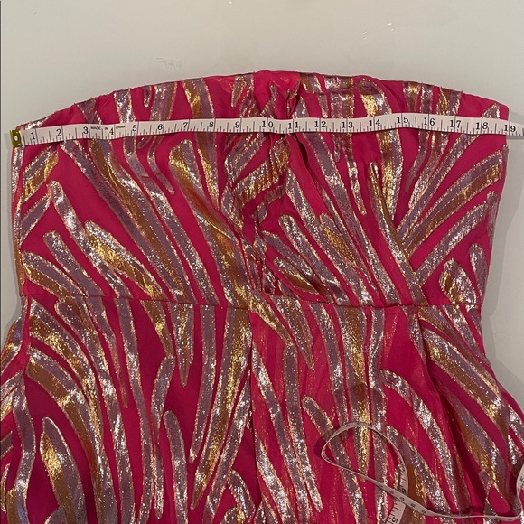 New Ramy Brook May Rice Dress Pink Silver Gold Metallic Size 16 Retail $495 - Picture 5 of 8
